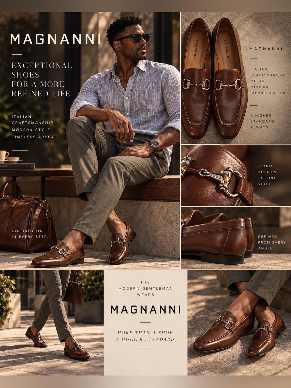 Magnanni Brown Leather Horsebit Loafers